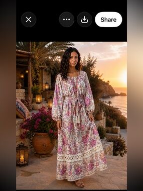 New Spell Floral Boho Maxi Dress - Pink Cream